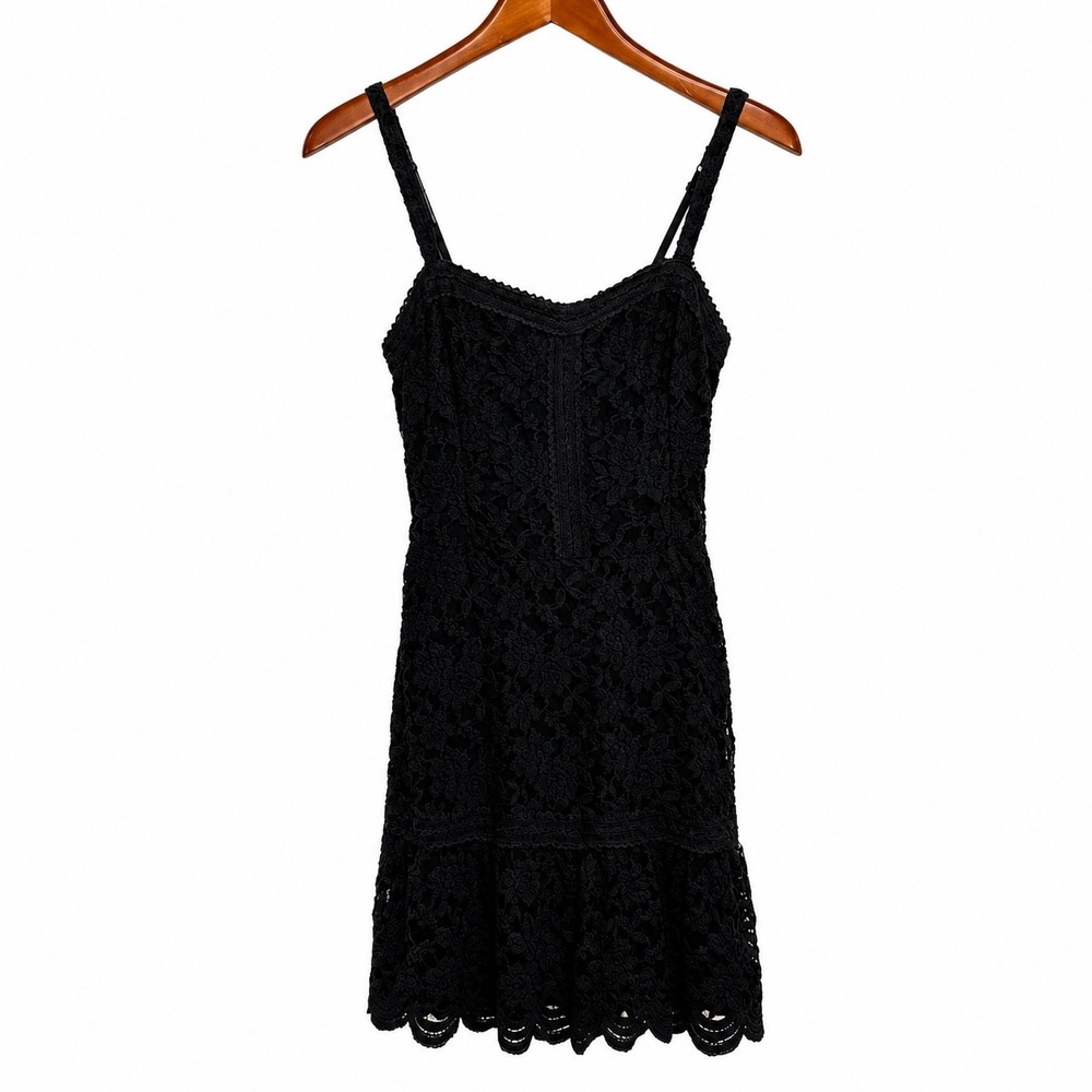 Hollister Black Floral Lace Mini Dress Sleeveless Smocked Back Small